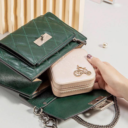 Jewelry Box Travel Comestic Jewelry Casket PU Leather Storage Box Ring Lady Case Portable Jewelry Organizer Necklaces