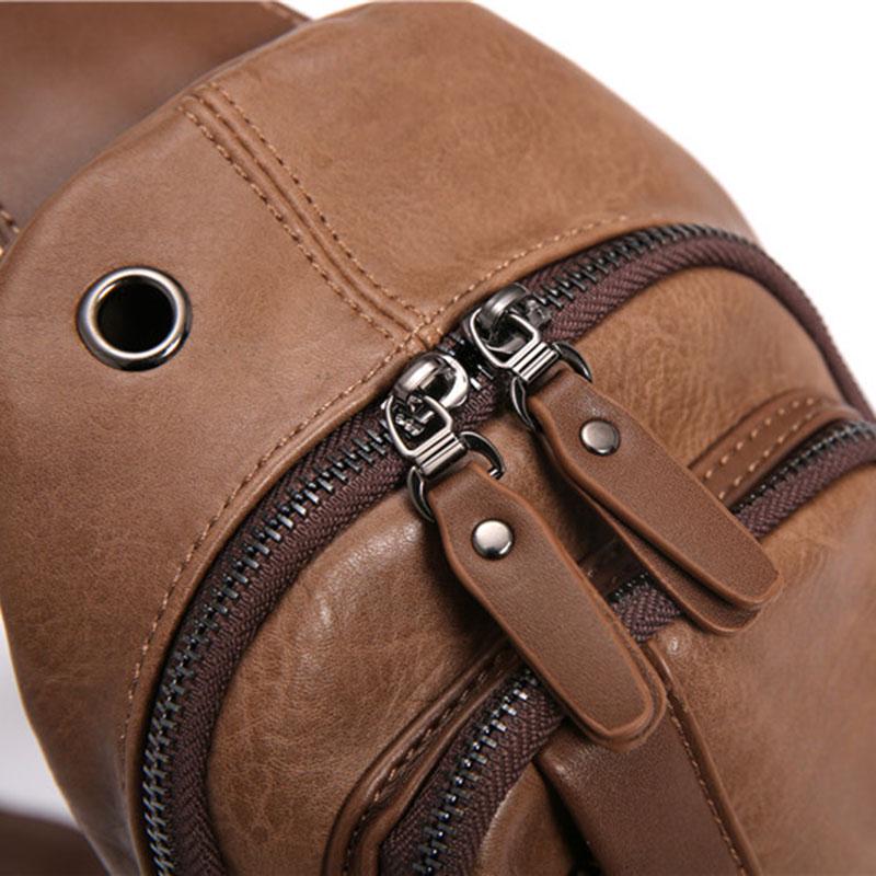 Chest Bag Male Large Capacity with Headphone Hole Shoulder Bag Outdoor Sports and Fitness Pockets