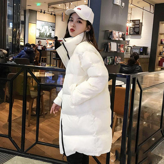 Winter Loose Plus Size Cotton-padded Jacket Medium-length Casual Simple Jacket Fashionable All-match Female Down Padded Coat