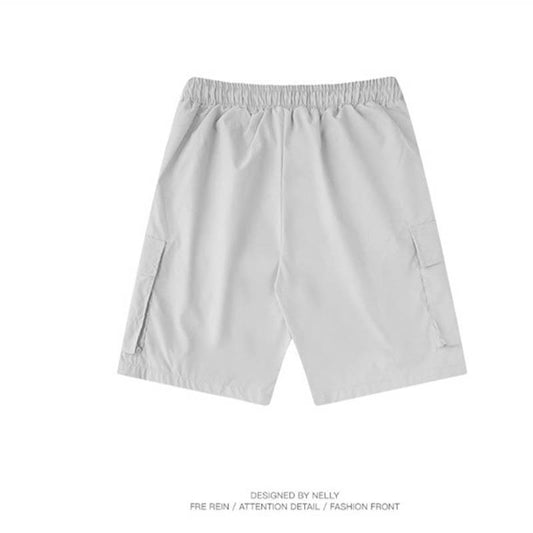 Men's Overalls Spring and Summer All-match Straight Shorts Thin Comfortable Breathable Pants Loose Five Points Casual Pants Solid Color Pocket Shorts