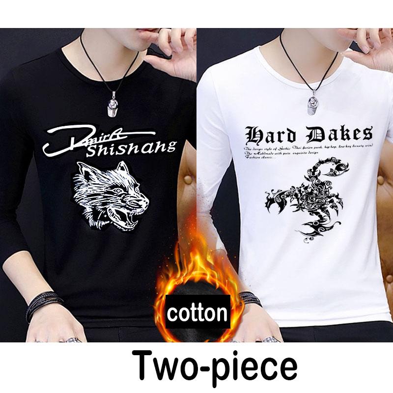 Men's T-shirt long-sleeved T-shirt men's autumn and winter warm sweater trend wild clothing tops