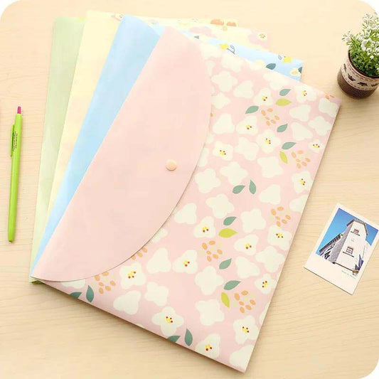 8 Pcs-office Supplies A4 Plastic File Bag, Student Stationery Test Paper Press Button Information Bag