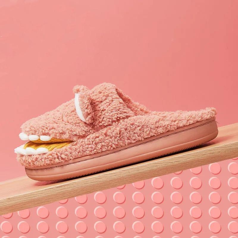 Cotton Slippers Indoor Anti-skid Wool Children's Cotton Shoes Bag Heel Home Shoes In Winter A Family of Three