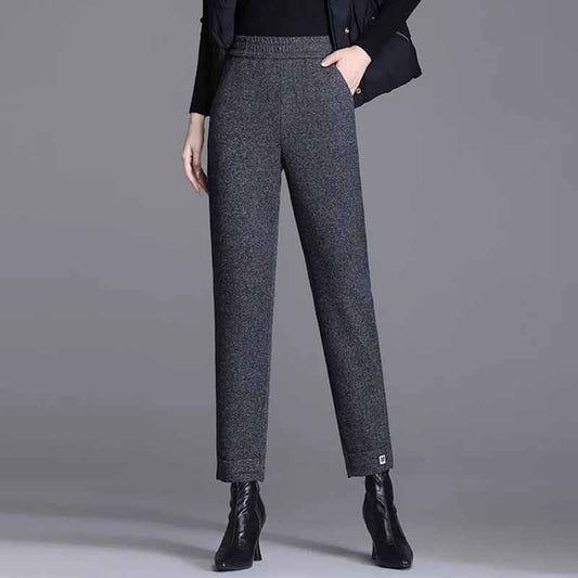 Thick Woolen Harem Pants Women's Autumn and Winter Models High Waist Loose Slimming Carrot Pants Nine Points Casual Pants