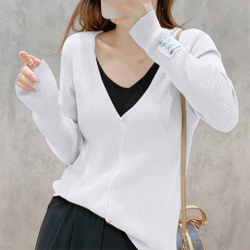 Long-sleeved Knitted Bottoming Shirt V-neck Coat Slim Sweater Women's Top Cardigan