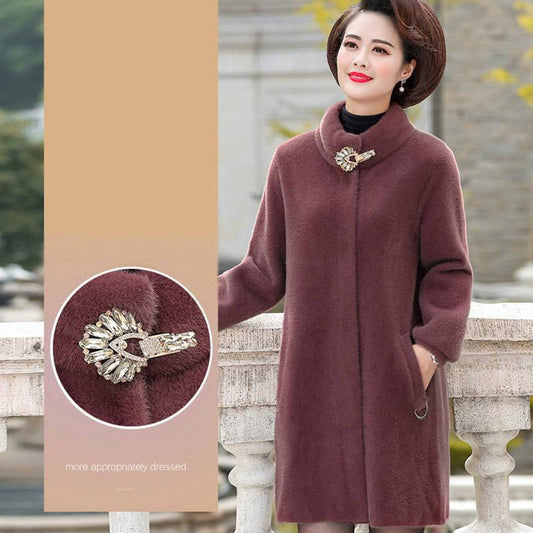 Imitation Mink Velvet Jacket Women's Mid-length Loose Large Size Temperament Woolen Coat Women's Thermal Cotton Jacket