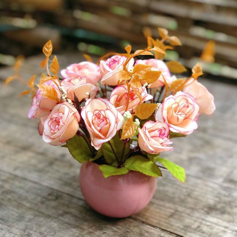 Home Furnishing Living Room Bedroom Furnishing Hotel Restaurant Decoration Floral Art Artificial Flower Ceramic Set Fake Flower Potted Plant