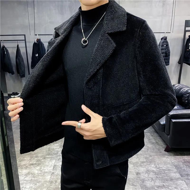 Autumn and Winter Woolen Trench Coat Men's Trend Short Slim Handsome Coat Men's Jacket Jacket