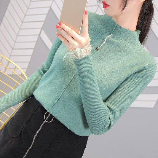 Autumn and Winter Turtleneck Top All-match Long-sleeved Knitted Bottoming Shirt Loose and Simple Women's Sweater
