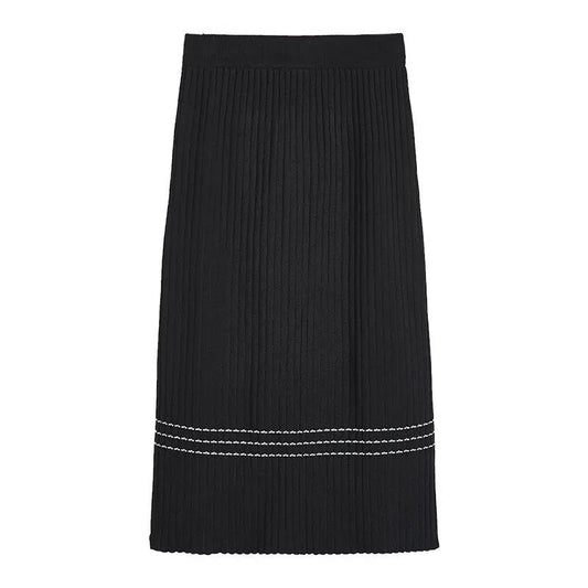 Women's Knitted Half-length Skirt Autumn and Winter Straight High Waist Slimming Loose Large Size A-line Large Skirt Thick Woolen Skirt