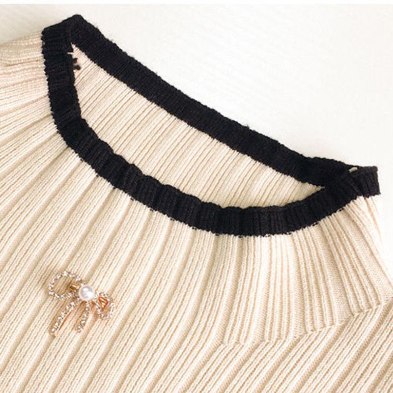 Half High Neck Sweater Women Korean Style Design Sense Autumn and Winter Slim Sweater Long Sleeve Bottoming Outer Top
