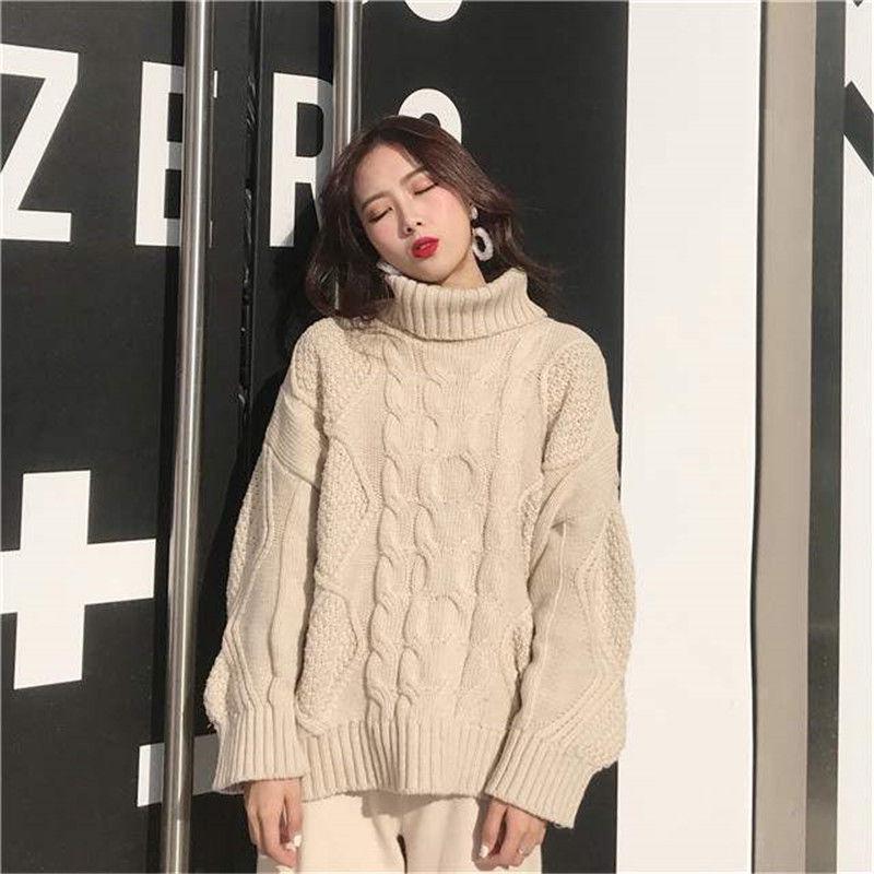 Loose Twist Pullover Sweater Women Lazy Knit Sweater Long Sleeve Sweater