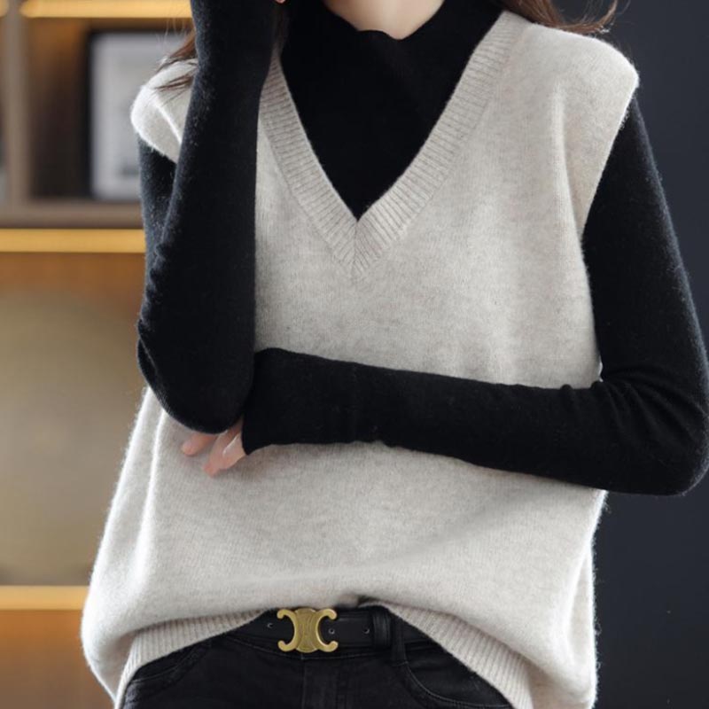 Sweater Vest Women's Spring Autumn Winter Style Bottoming Outer Wear Inner Knitted Sweater