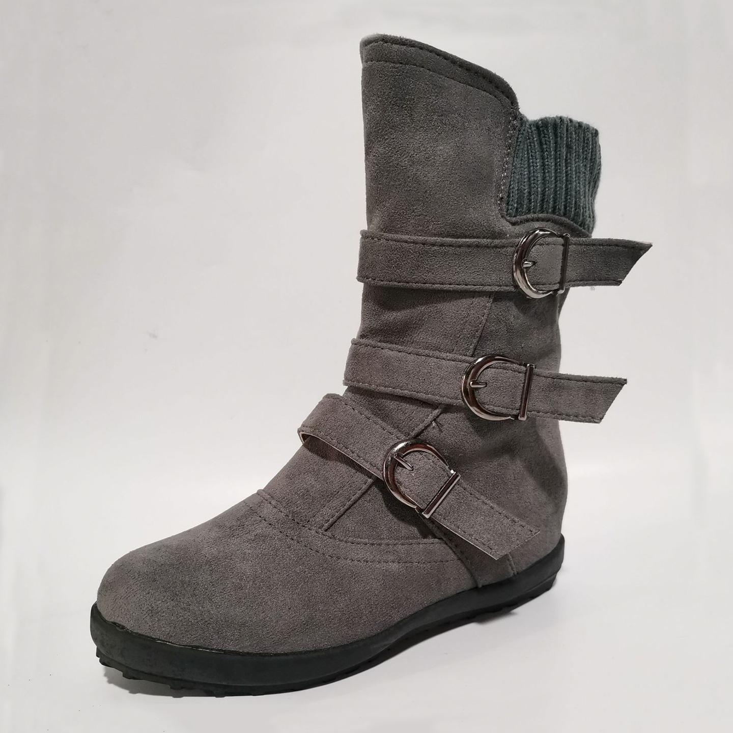35-43 Plus Size Boots Westen Combat Boots Mid-calf Winter Shoes Cotton Flat Botas Fashion Designer Retro Punk Shoes