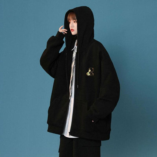 Women's Hooded Sweater Jacket Spring and Autumn Lazy Style BF Sweater Cardigan Ladies Casual Loose Baseball Uniform Ins Student Coat