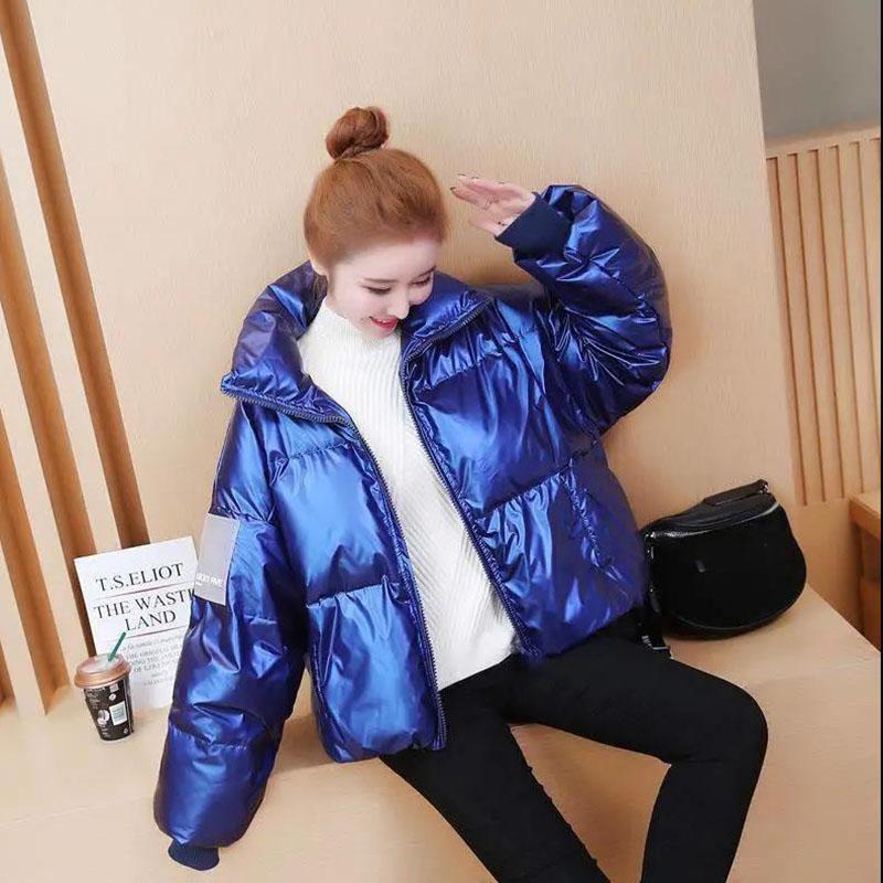 Winter Fashion Ladies Shiny Down Jacket Short Thick Loose Collar Down Jacket