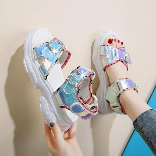 Sandals Women's Platform Platform Sneakers Women's Open Toe Comfortable Beach Sandals Lightweight Comfortable Colorful Casual Sandals
