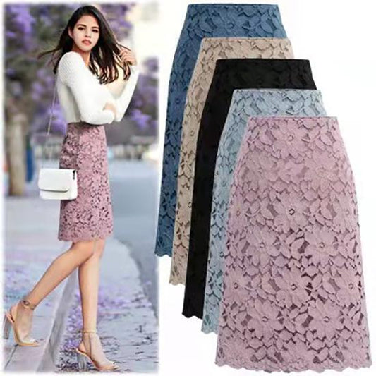 Women Skirt Summer Lace Elegant Office Skirts Womens Pencil Bandage Skirt for Women Skirts Knee-length High Waist