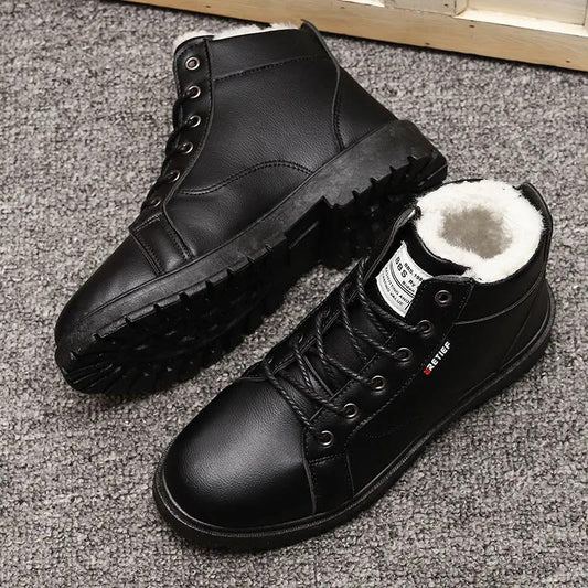 Men's Shoes Winter Fleece Warm Shoes Ski-proof Boots High-top Waterproof Cotton Short Boots