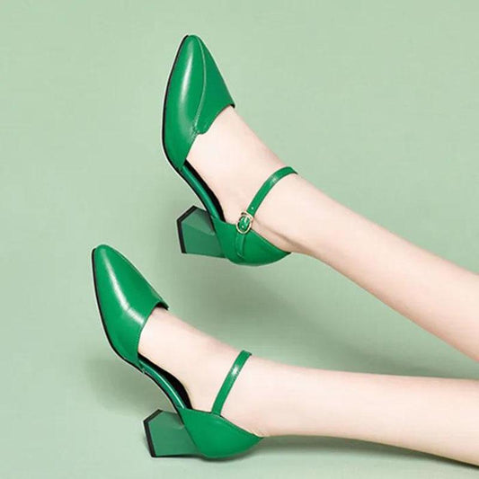Women's Summer Sandals Comfortable Solid Color Non-slip Wear-resistant Medium Heel Sandals