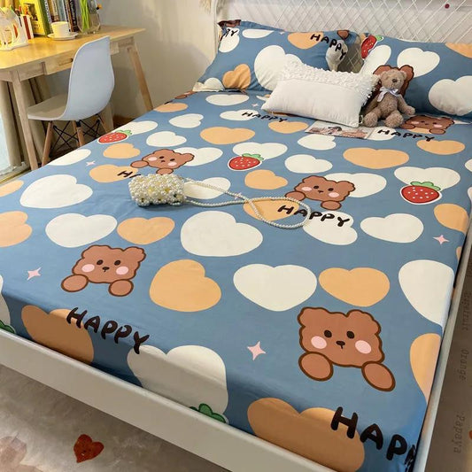 Beds Three-piece Cotton Pillow Bag Cover 1.5 Meters 1.8 Bed Seat Meng Si Dust-proof Cover Bedding Products Fresh Net