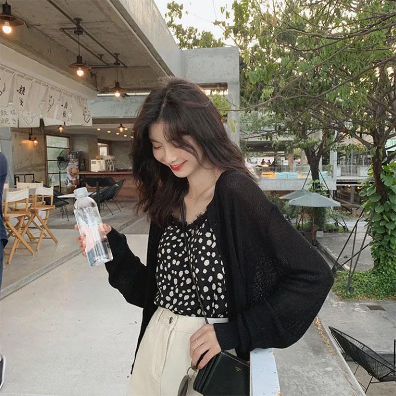 Thin Ice Silk Sunscreen Cardigan Women's Sweet Style Knitted Air-conditioning Sweater