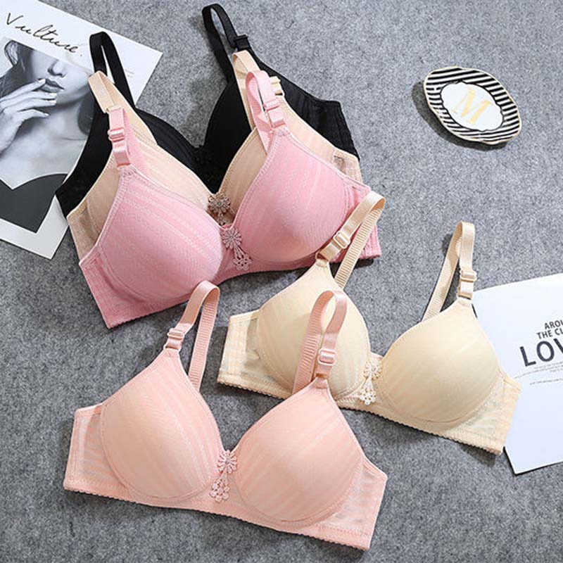 Women's Sexy Thin Section Light Weight Large Size Breathable No Steel Ring Gathered Comfortable Anti-sagging Anti-glare Side-receiving Breast Bra