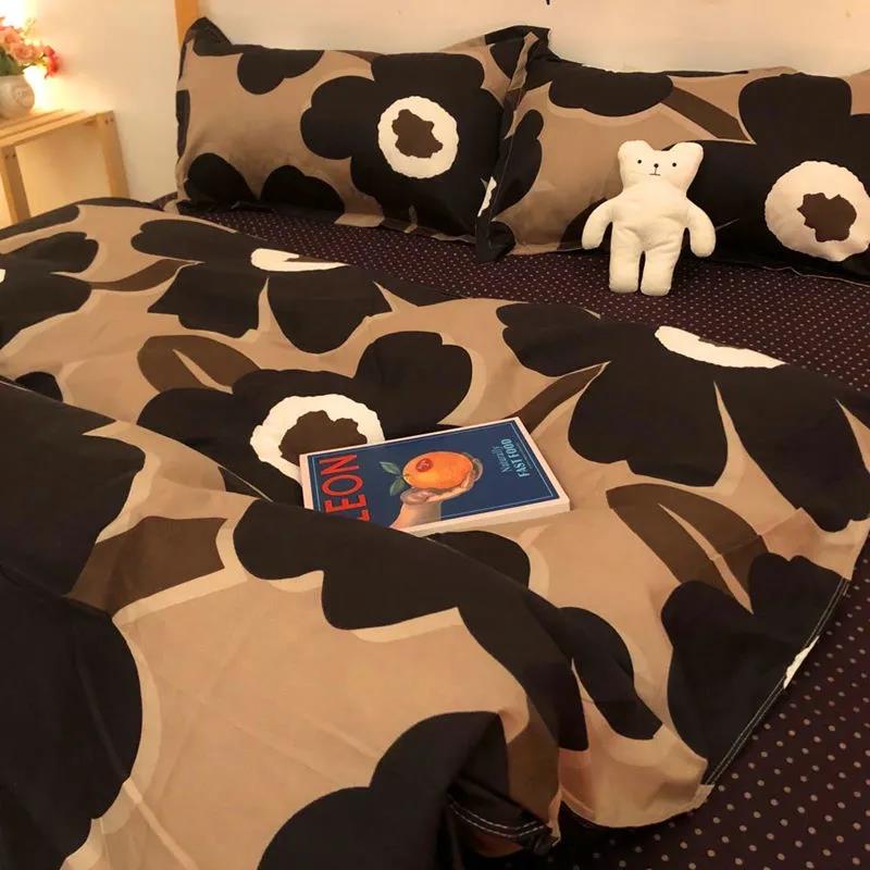 Spring and Summer Pastoral Style Four-piece Set, Simple and Fresh, Double Duvet Cover, Bed Sheet, Pillowcase, Student Three-piece Set