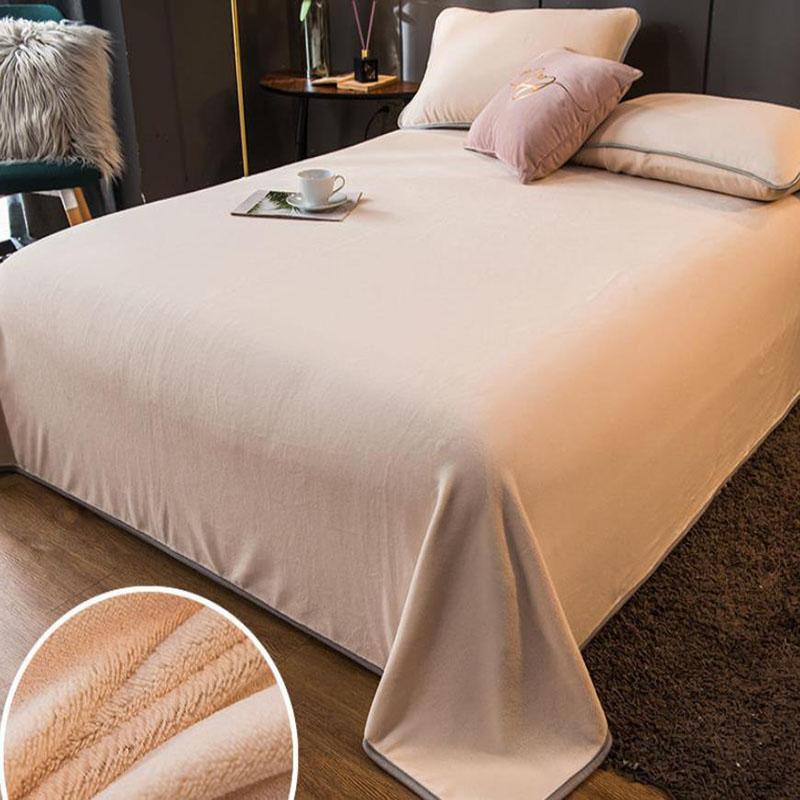 Large Milk Velvet Bed Sheet Coral Velvet Thick Warm Blanket Solid Color Pillowcase