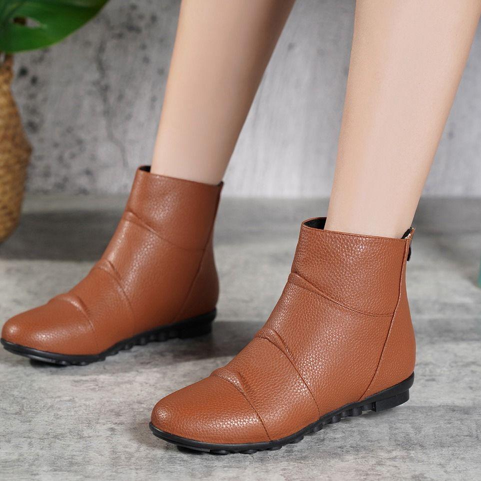 Women Shoes Soft Bottom Martin Boots Female Zipper Boots Women's Low Shoes School Wind 2019