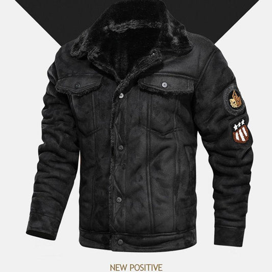 Lamb Velvet Jacket Male Autumn and Winter Parkas Loose Casual Fur Jacket Male Dad Outfit