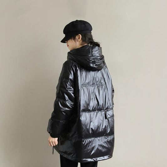 Winter Thick Coat Women Brand Loose Warm Hooded Cotton Jacket Large Size Solid Color Down-filled Coat
