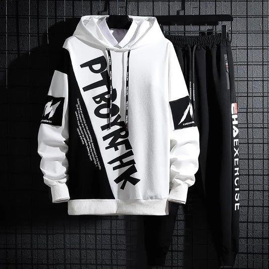 Spring & Fall Trend Sweater Suit Campus Student Sportswear Hooded Pullover Casual Suit Teen Clothing Men