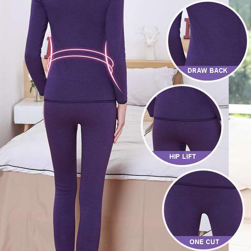 Autumn and Winter Warmth Velvet Padded Round Neck Underwear Women's Suit Young Ladies Tight Autumn Clothes Long Trousers Body Shaping