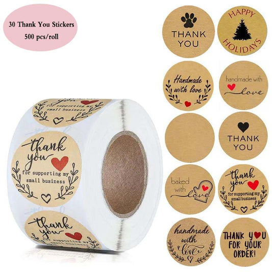 500pcs Thank You Stickers Seal Labels Red Heart Love Paper Decoration Sticker for Handmade Wedding Gift Labels Stationery