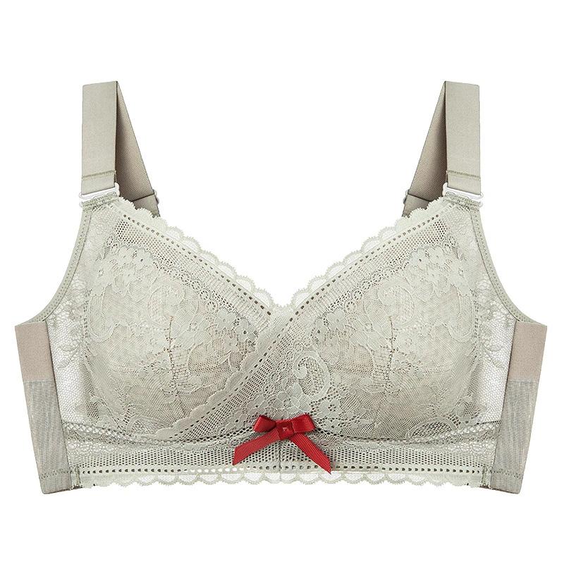 Women's Sexy Lace Plus Size Underwear C D E Full Cup for Big Breasts Female Adjustable Bra No Steel Ring Comfortable Bra Breathable Thin Brassiere