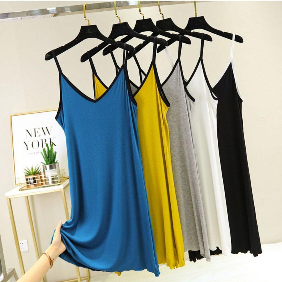 Women's Summer Dress with Korean Version of Simple and Elegant Mid Long A-line Suspender Vest Dress