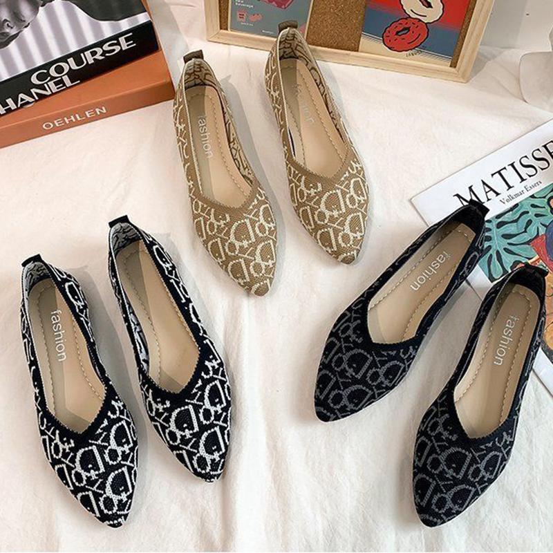 Casual Lazy Beanie Shoes Women's All-match Breathable Flying Woven Flat-bottomed Mother's Shoes Single Shoes