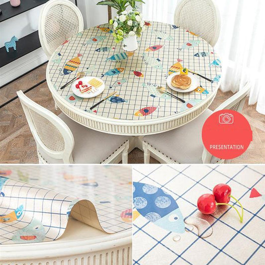 Opaque Pvc Soft Glass Round Table Mat Waterproof Oil-proof Anti-scalding Disposable Round Table Mat Household Tablecloth