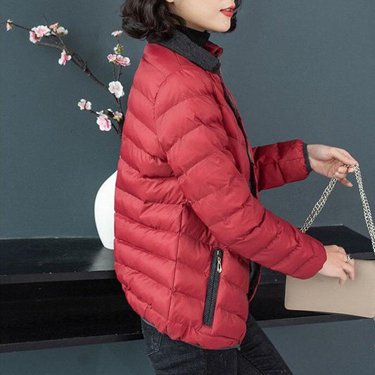Down Cotton Lightweight Small Padded Coat Women Short Middle-aged Mother Thin Autumn and Winter Plus Size Padded Coat