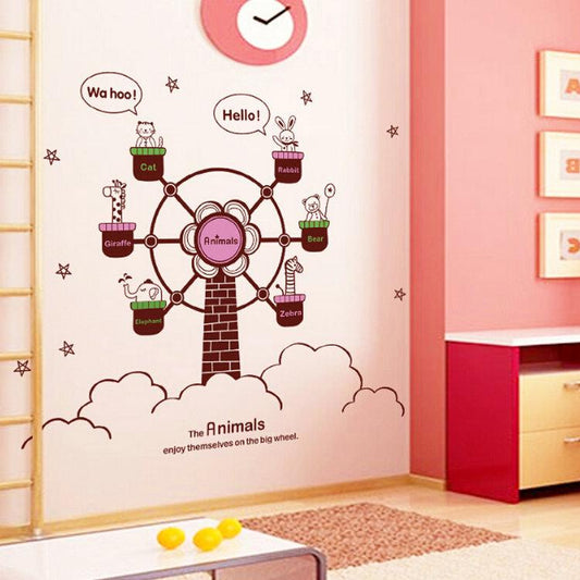 Children's room kindergarten play bedroom stickers wallpaper animal family wall sticker