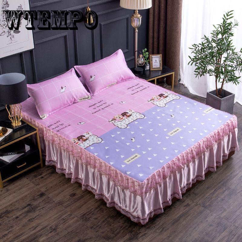 Summer Cool Ice Silk Bed Sheet Pillow Case Set Bedding 3 Pcs Set