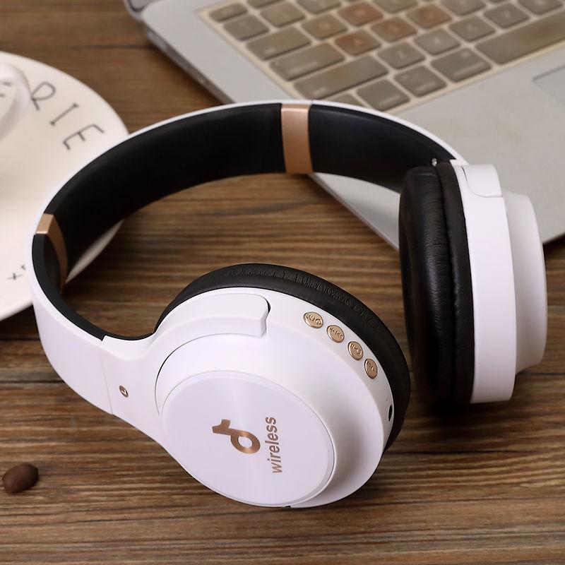Wireless Headset Bluetooth Stereo Over Ear Foldable Headphone with Mic Soft Protein Padding Flexible