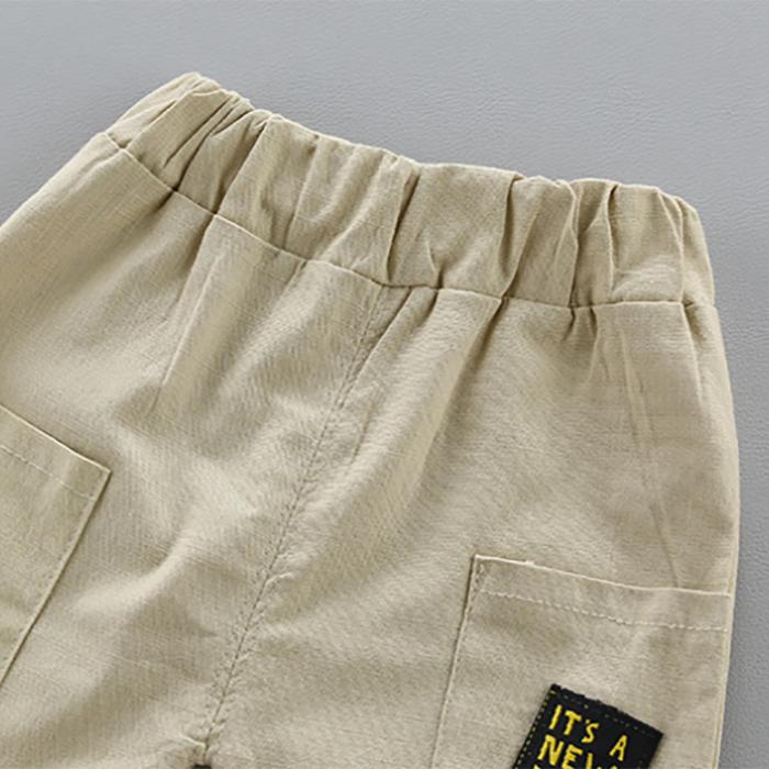Children's Clothing Boys' Middle and Small Children's Set 1-4 Year Old Baby Stand Collar Leaf Animal Shirt Shorts Suit