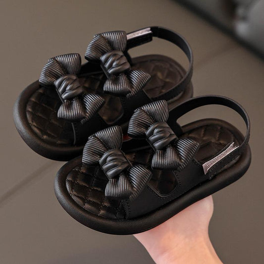 Summer Girls' Solid Color Sandals Non-slip Soft Bottom Middle and Small Children's Student Princess Shoes Open Toe Baby Beach Sandals