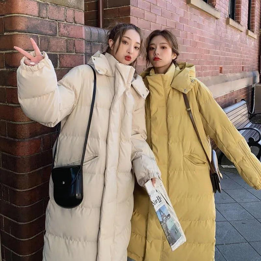 Cotton-padded Jacket Women's Knee-length Long Dongdaemun New Large Size Loose Thickened Thin Cotton-padded Jacket Female BF Student Padded Jacket