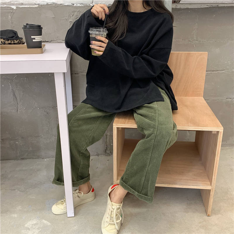 T Shirt Casual Loose Clothes Tops Harajuku Pure color Leisure Long Women Pullover Tee