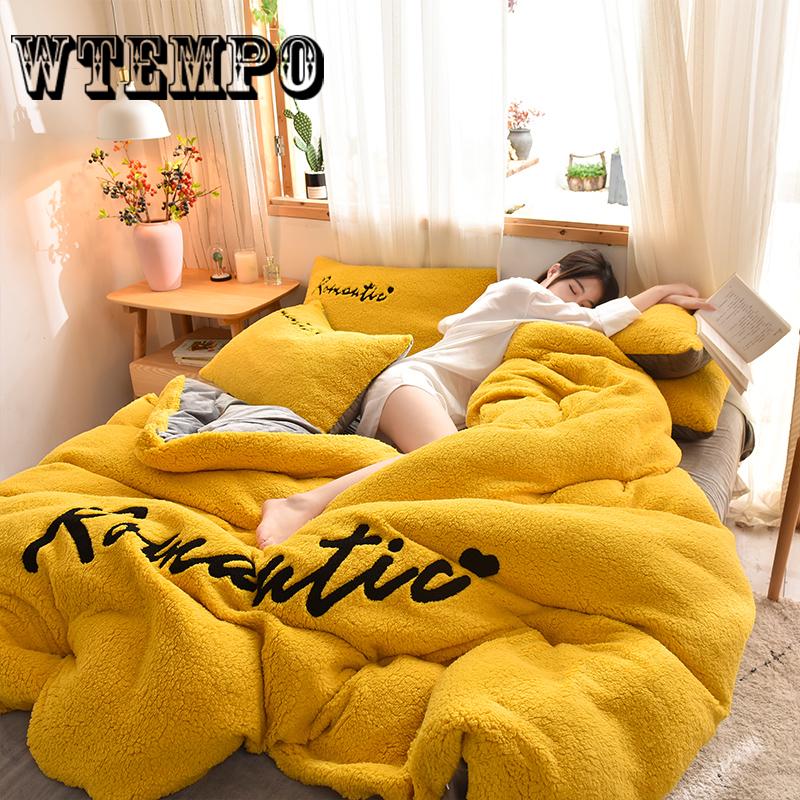 4pcs Bedding Sets Soft Cashmere Duvet Cover Pillowcase Bed Sheet Winter Bedroom Decoration