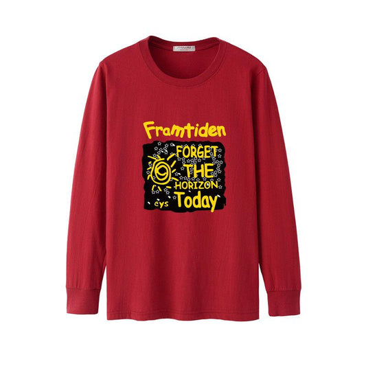 Long sleeve men's cotton T-shirt round neck loose large size men's clothing trend wild T-shirt