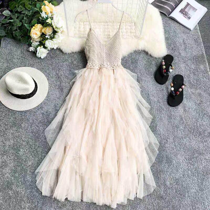Sexy Mesh Dress Fashion Slim Cake Skirt Plus Size Wild Woman Clothing Skirt Suspender Skirt Women
